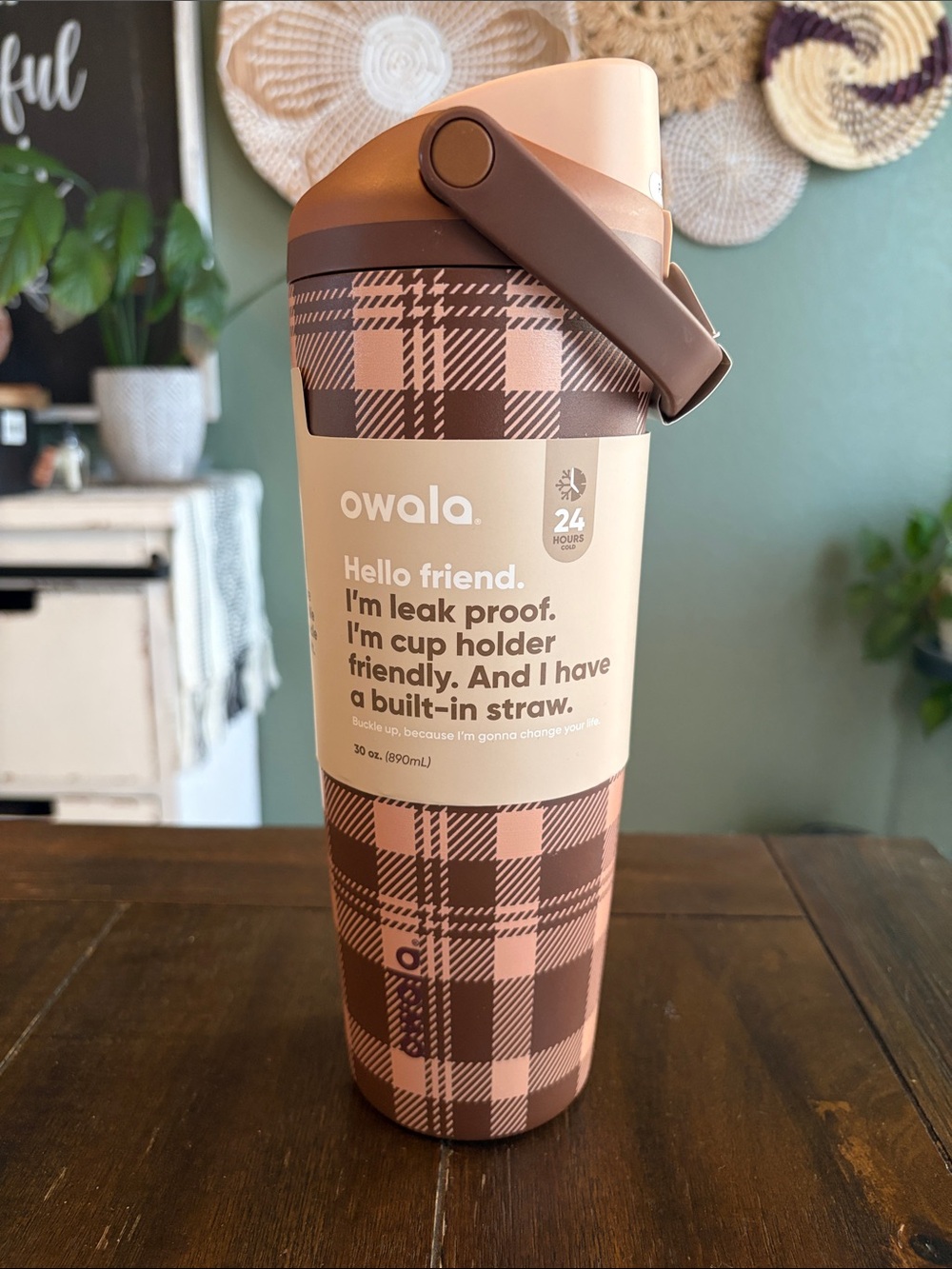 Owala 30oz FreeSip Sway Stainless Steel Water Bottle in Plaid And Simple! New!